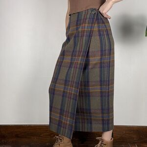 Vintage Wool Plaid Wrap Skirt | Tartan Winter Midi Skirt, USA Made